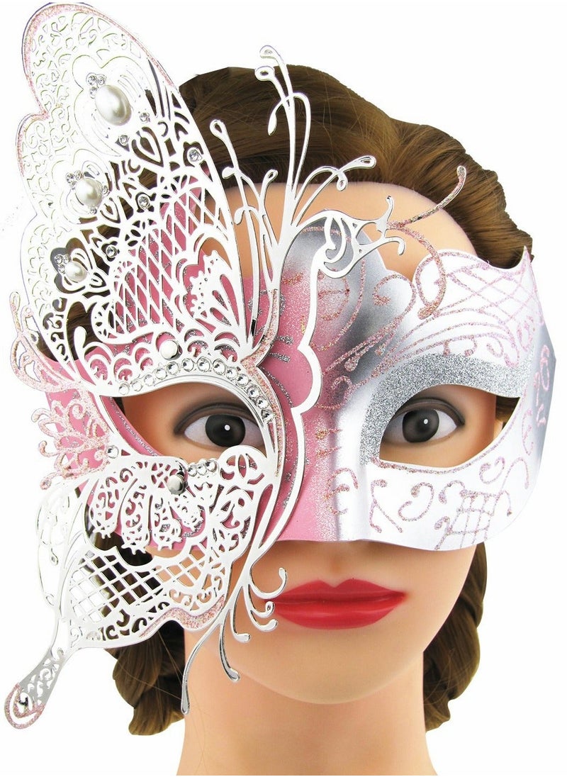 Y&D - Masquerade Mask for Women, Mysterious Venetian Butterfly Lady Party Evening Prom Ball Costumes Accessory, Pink - Image 1