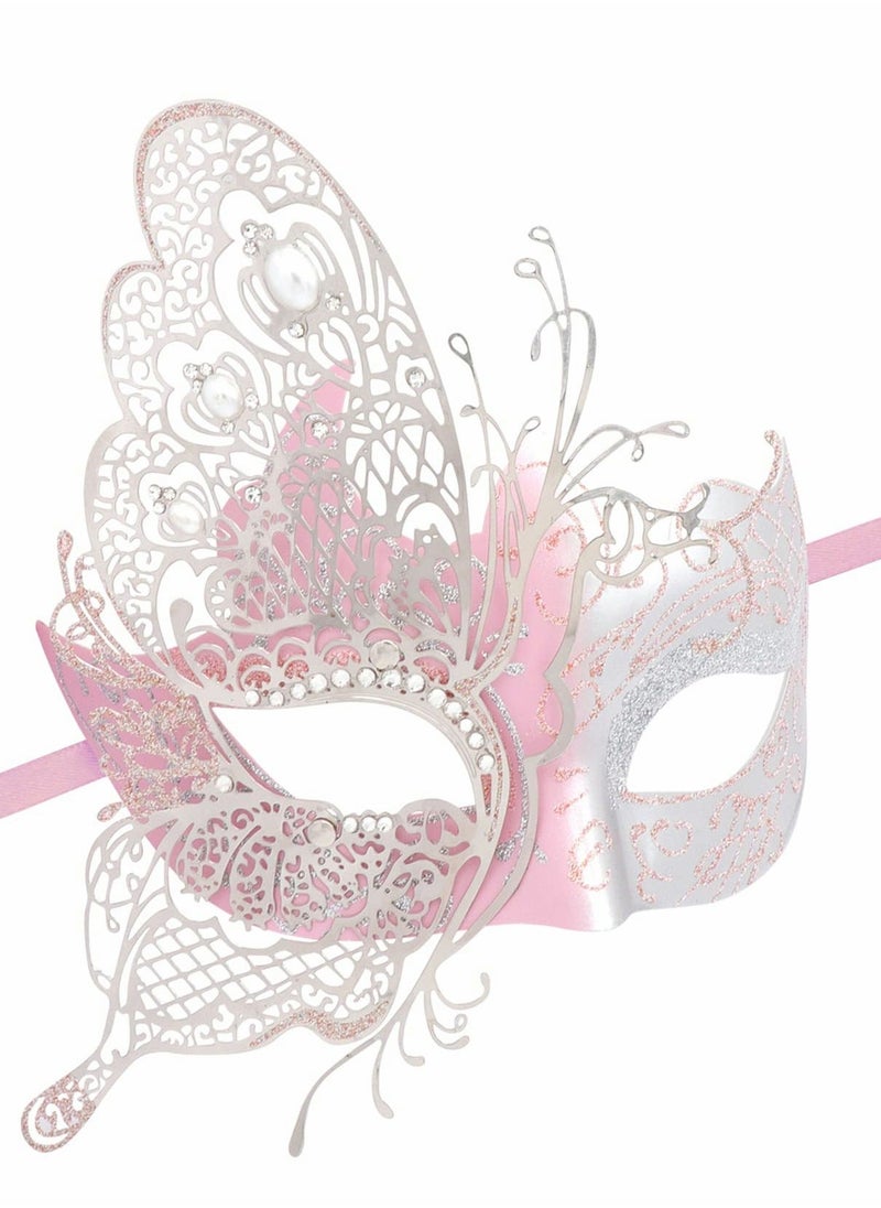 Y&D - Masquerade Mask for Women, Mysterious Venetian Butterfly Lady Party Evening Prom Ball Costumes Accessory, Pink - Image 1