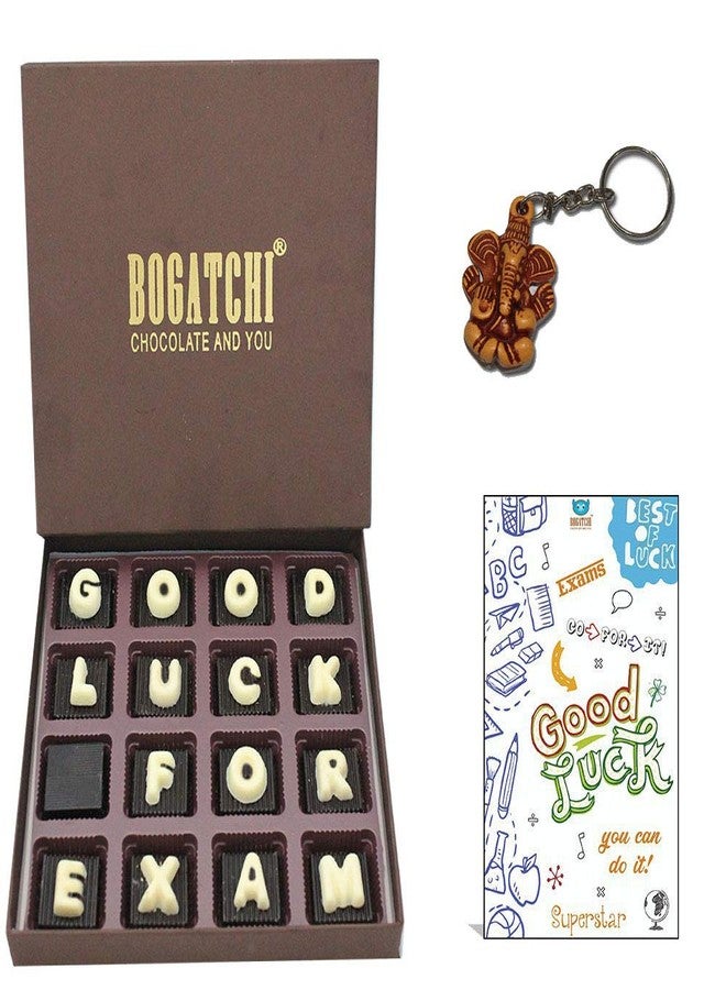 BOGATCHI All The Best Gifts for Exam|Good Luck for Exam | Dark Chocolates, 16pcs | Free Good Luck Ganesha Key Chain and Good Luck Card - Image 1