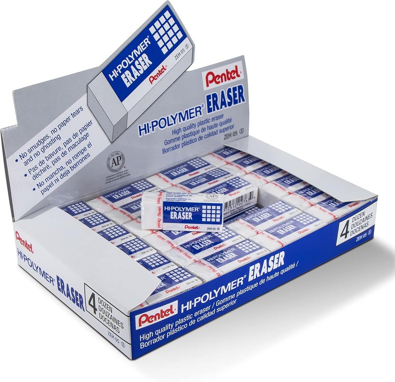 Pentel Hi-Polymer Block Eraser, Small, Box of 48 (ZEH-05) - Image 1