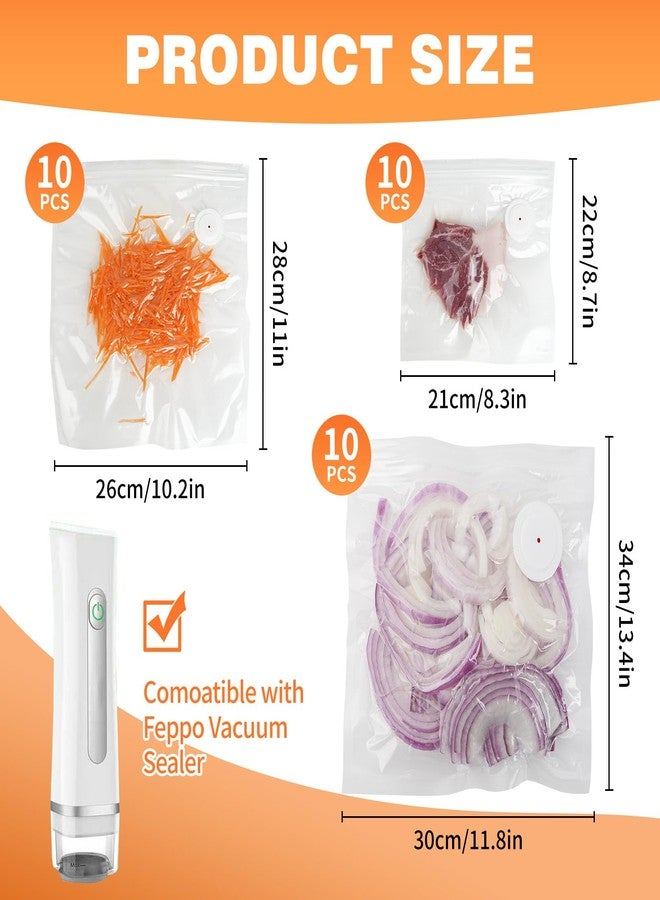 OGNWFUNK Vacuum Sealer Bags for Food Compatible with Feppo - 34 Pcs (3 Sizes: 11.8"x13.4", 10.2"x11", 8.3"x8.7"), BPA-Free Reusable Zipper Bags with 4 Seal Clips for Sous Vide, Cooking & Freezer Storage - Image 2