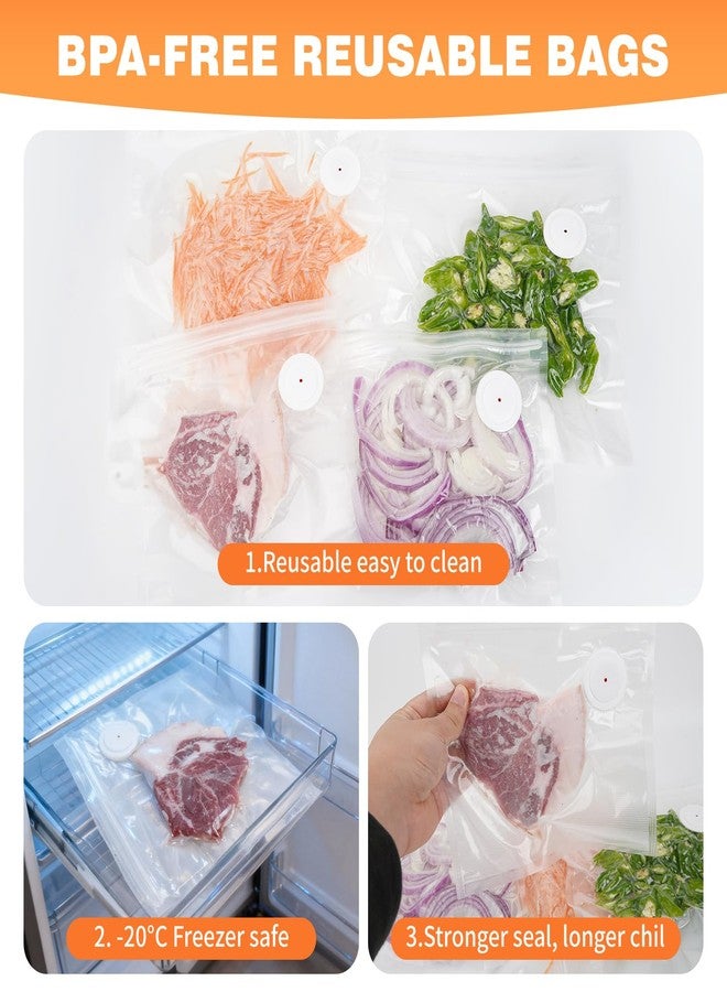 OGNWFUNK Vacuum Sealer Bags for Food Compatible with Feppo - 34 Pcs (3 Sizes: 11.8"x13.4", 10.2"x11", 8.3"x8.7"), BPA-Free Reusable Zipper Bags with 4 Seal Clips for Sous Vide, Cooking & Freezer Storage - Image 4