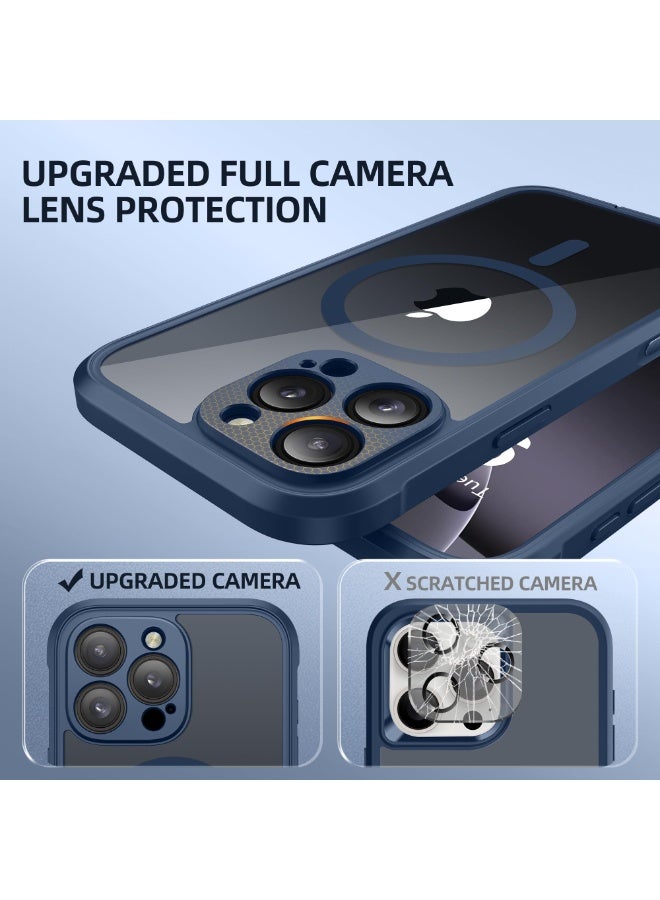 بيرفي جراب مغناطيسي لهاتف iPhone 16 Pro Max، متوافق مع MagSafe، [واقي شاشة مدمج من الزجاج المقوى 9H وحماية مطورة للكاميرا] جراب هاتف كامل الجسم مقاوم للصدمات لهاتف 16 ProMax، أزرق داكن - Image 4