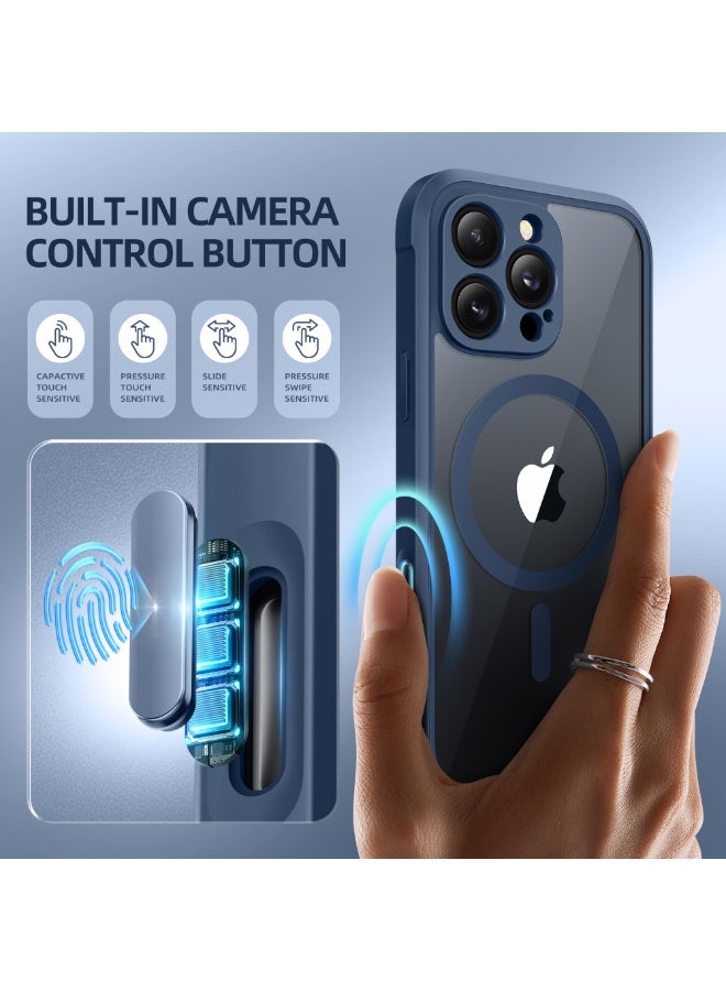 بيرفي جراب مغناطيسي لهاتف iPhone 16 Pro Max، متوافق مع MagSafe، [واقي شاشة مدمج من الزجاج المقوى 9H وحماية مطورة للكاميرا] جراب هاتف كامل الجسم مقاوم للصدمات لهاتف 16 ProMax، أزرق داكن - Image 2