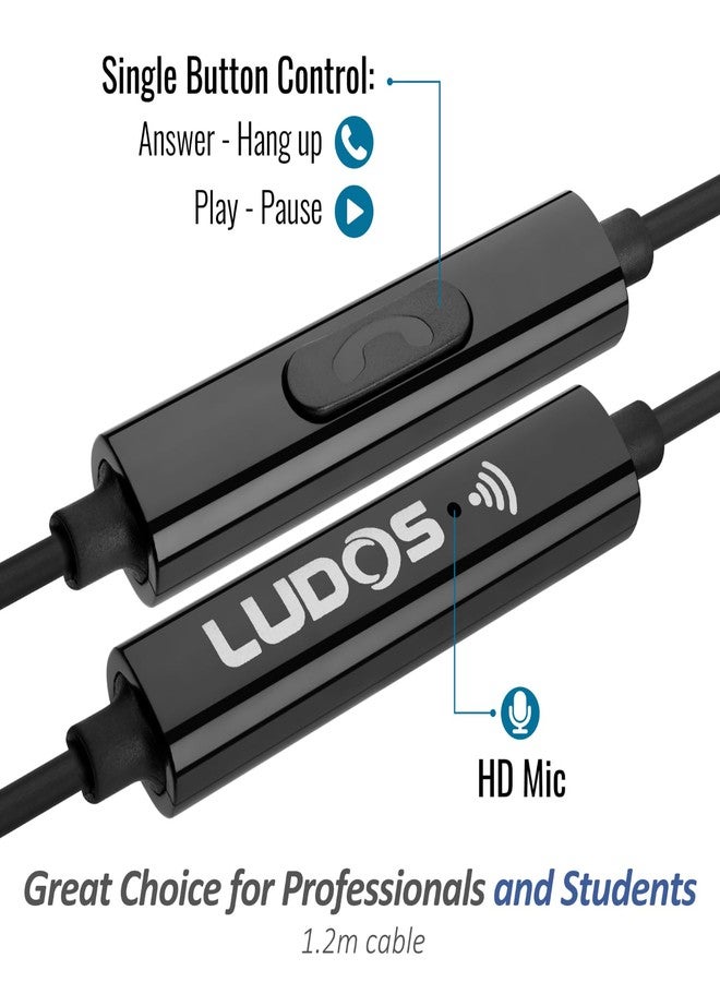 LUDOS FEROX 2 Pack Wired Earbuds in-Ear Headphones, 5 Year Warranty, Earphones with Microphone, Noise Isolation for 3.5mm Jack Ear Buds for iPhone, Samsung, Computer, Laptop, Kids, School Students - Image 3