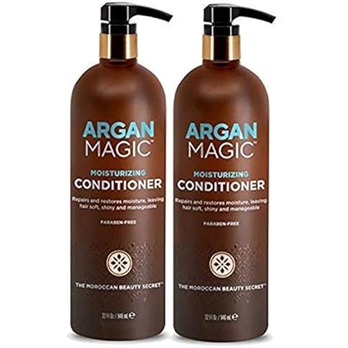 ARGAN MAGIC MOISTURIZING CONDITIONER - DETANGLE, HYDRATE, AND REPAIR DRY AND CHEMICALLY-DAMAGED HAIR TYPES | NUTRIENT-RICH | MADE IN THE USA, PARABEN FREE, CRUELTY FREE (32 OZ / 2 PACK) - Image 1