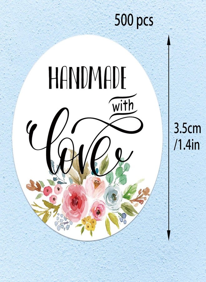 Mr.Mug Floral Handmade Stickers, 1.4 Inch Round, 500 Labels per Roll (1 Roll), Adhesive Labels - Image 3