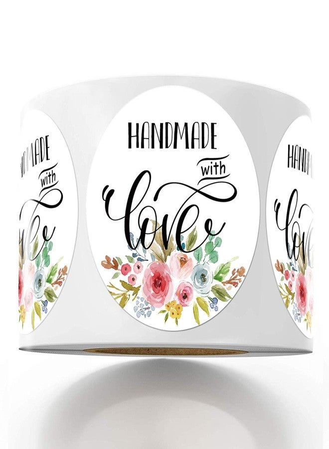 Mr.Mug Floral Handmade Stickers, 1.4 Inch Round, 500 Labels per Roll (1 Roll), Adhesive Labels - Image 1