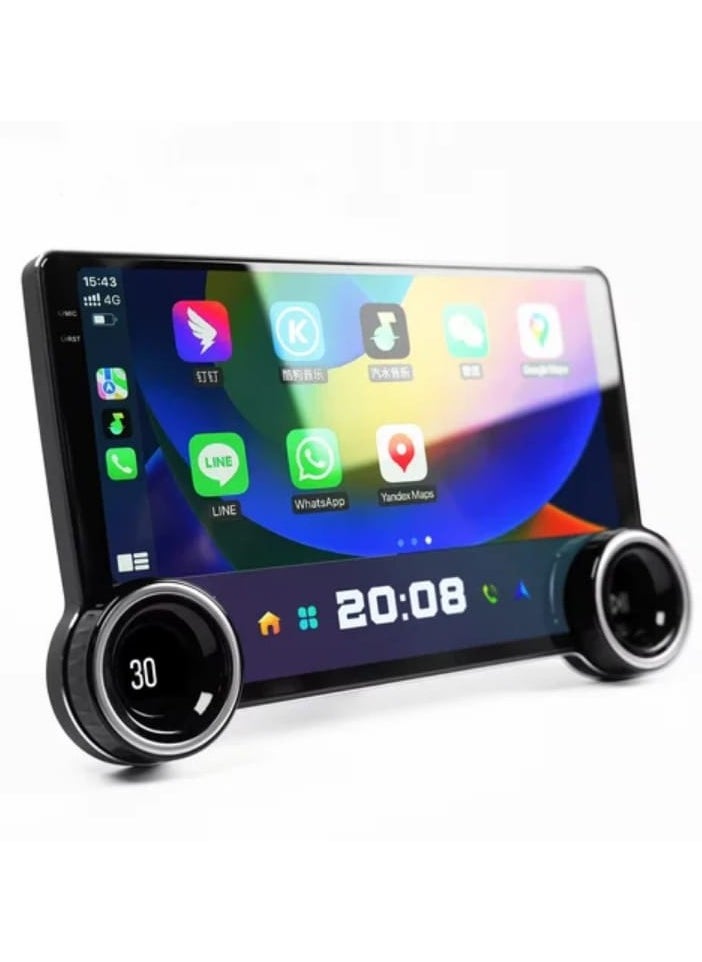 Car touch screen, 25.4 cm, dual control, GPS navigation system, compatible with 4G, Bluetooth, Wi-Fi, USB CarPlay, FM radio, mirror link 2+32 GB storage backup camera