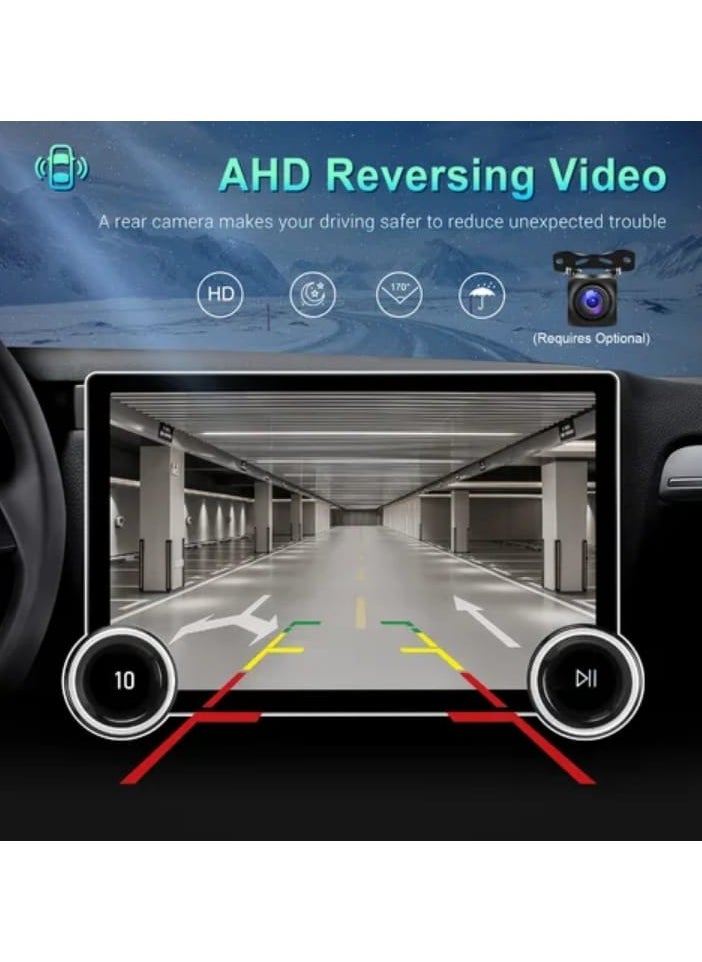 Car touch screen, 25.4 cm, dual control, GPS navigation system, compatible with 4G, Bluetooth, Wi-Fi, USB CarPlay, FM radio, mirror link 2+32 GB storage backup camera
