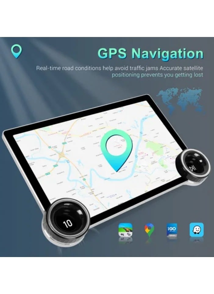 Car touch screen, 25.4 cm, dual control, GPS navigation system, compatible with 4G, Bluetooth, Wi-Fi, USB CarPlay, FM radio, mirror link 2+32 GB storage backup camera