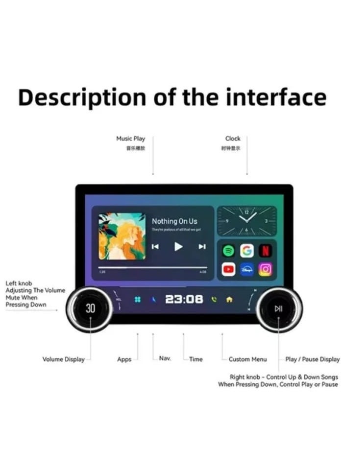 Car touch screen, 25.4 cm, dual control, GPS navigation system, compatible with 4G, Bluetooth, Wi-Fi, USB CarPlay, FM radio, mirror link 2+32 GB storage backup camera
