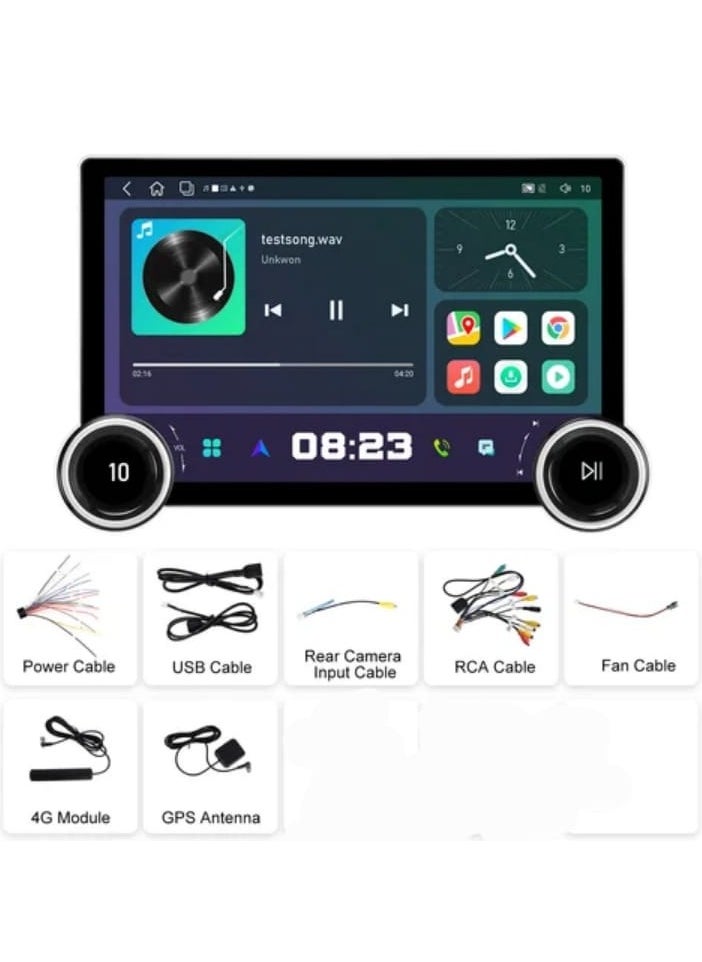 Car touch screen, 25.4 cm, dual control, GPS navigation system, compatible with 4G, Bluetooth, Wi-Fi, USB CarPlay, FM radio, mirror link 2+32 GB storage backup camera