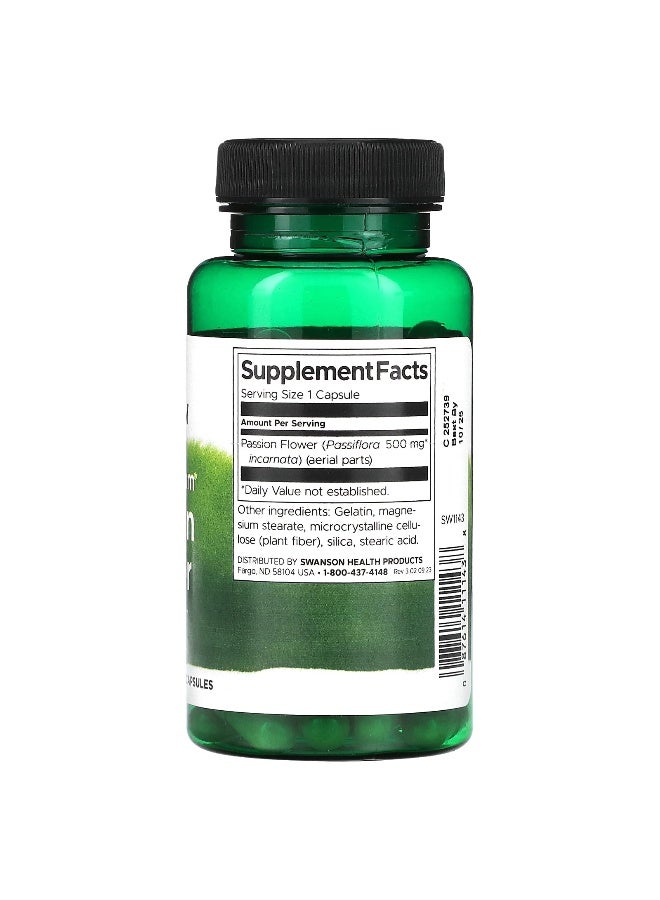 SWANSON Swanson, Full Spectrum Passion Flower, 500 mg, 60 Capsules  - Image 2