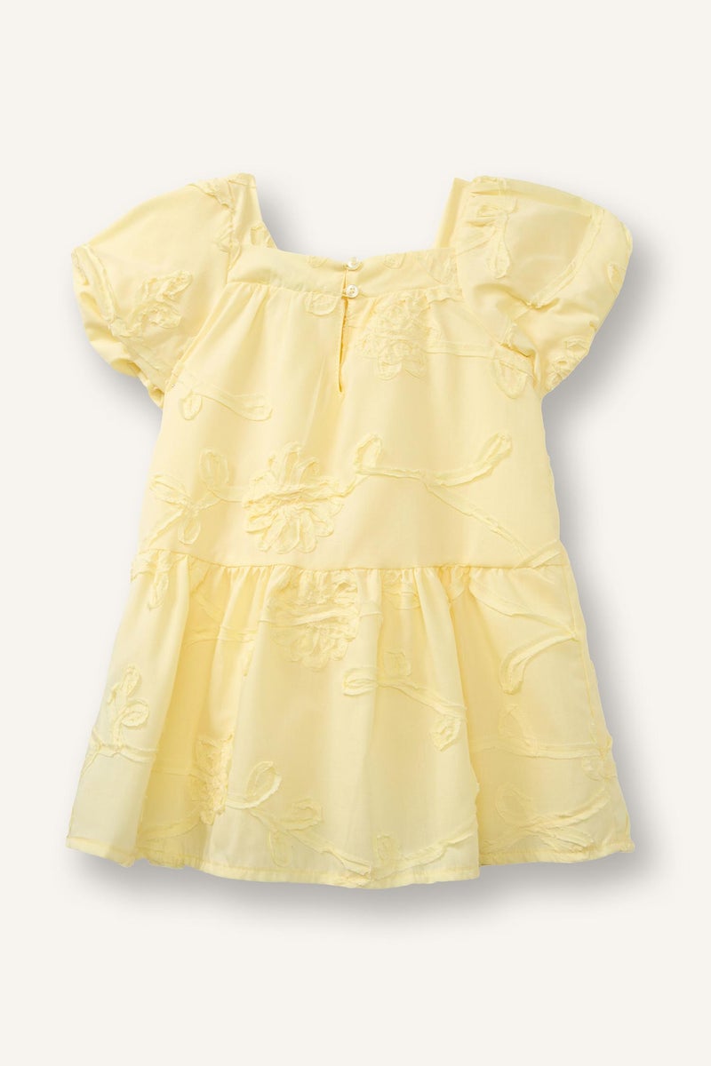 DeFacto Yellow BabyGirl Baby Girl Floral Short Sleeve Lace Dress Casual - Image 4