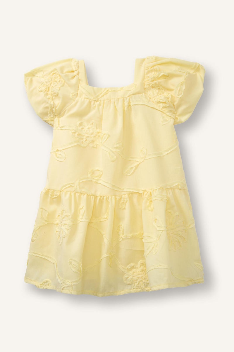 DeFacto Yellow BabyGirl Baby Girl Floral Short Sleeve Lace Dress Casual - Image 2