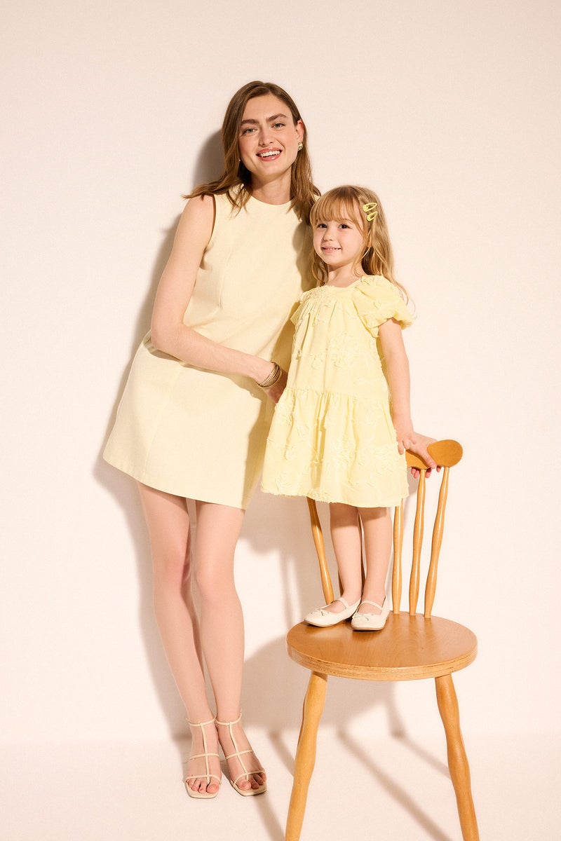 DeFacto Yellow BabyGirl Baby Girl Floral Short Sleeve Lace Dress Casual - Image 1
