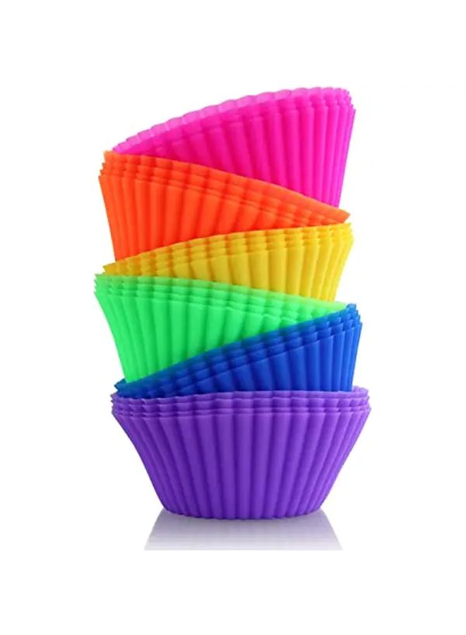 Reusable Silicone Baking Cups 10pcs BPA Free Heat Resistant Non Stick Muffin Cupcake Liners Dishwasher Safe Easy Release Vibrant Rainbow Colors Baking Supplies For Kitchen Baking - Image 3