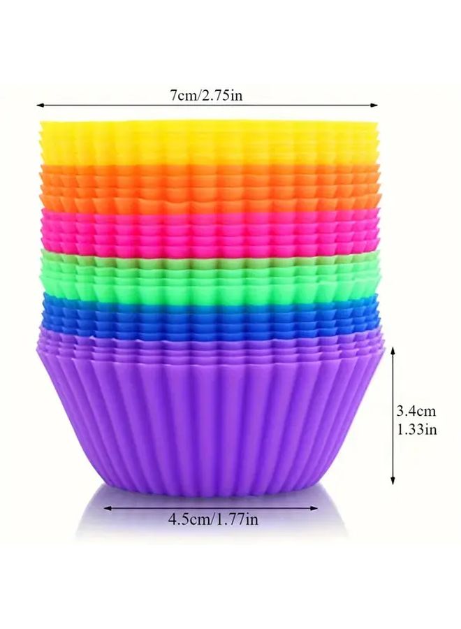 Reusable Silicone Baking Cups 10pcs BPA Free Heat Resistant Non Stick Muffin Cupcake Liners Dishwasher Safe Easy Release Vibrant Rainbow Colors Baking Supplies For Kitchen Baking - Image 2