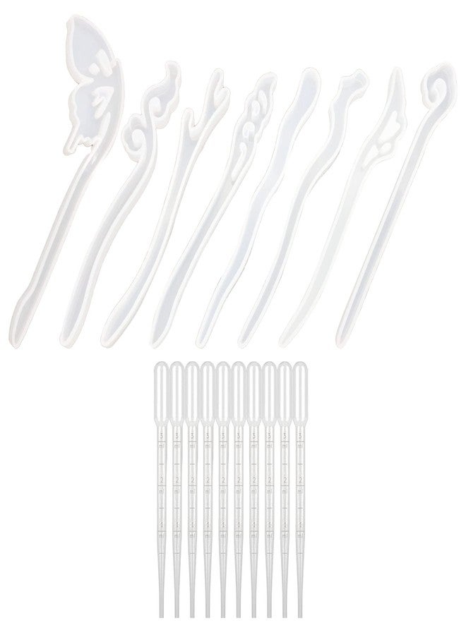 Yayatty Hair Stick Resin Molds Silicone, 8 PCS Silicone Hairpin Molds Hair Stick Molds for Jewelry Crafts Making, Hairpin Clip DIY