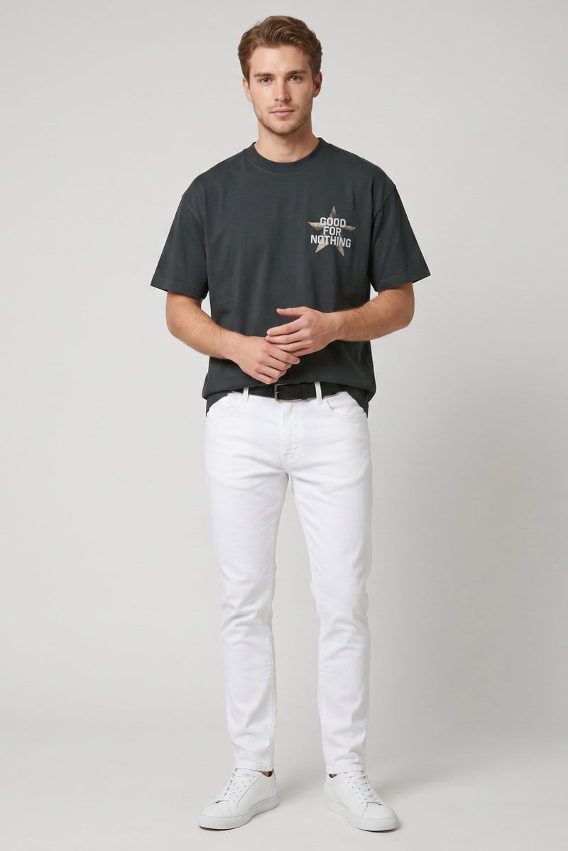GOOD FOR NOTHING Men Crew Neck Short Sleeve Graphic Print T-Shirt, Dark Green - Image 2