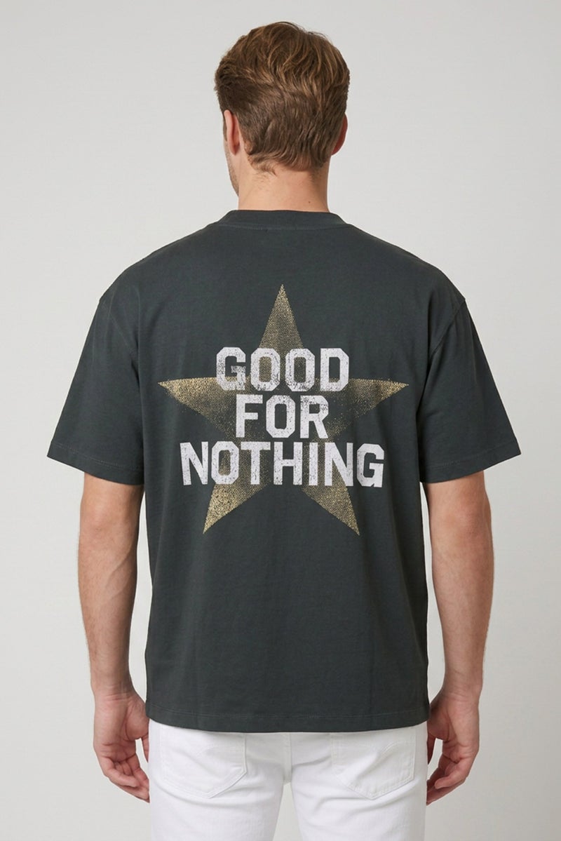 GOOD FOR NOTHING Men Crew Neck Short Sleeve Graphic Print T-Shirt, Dark Green - Image 4