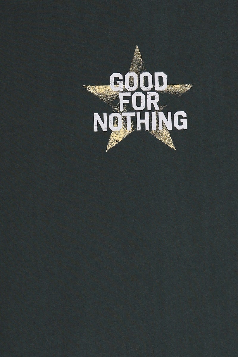 GOOD FOR NOTHING Men Crew Neck Short Sleeve Graphic Print T-Shirt, Dark Green - Image 5