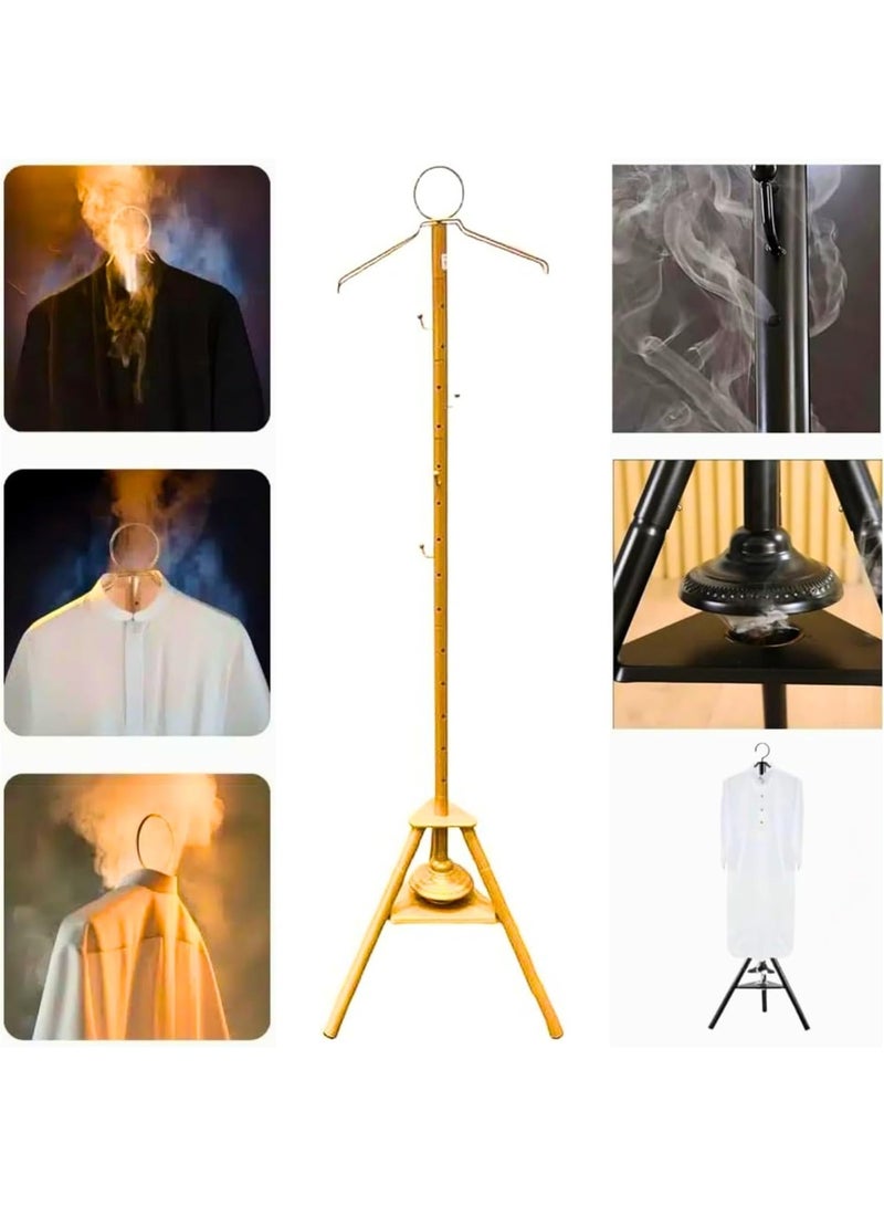 Raxoom Clothes Incense Burner Stand - 175cm Long Bakhoor Burner Stand Hanger With Steaming Clothes, Cloth Hooks And Holes For Home Bedroom Hotel Hall Tree for Robe, Coats, Hats, Scarves, And Clothe (Gold) - Image 3