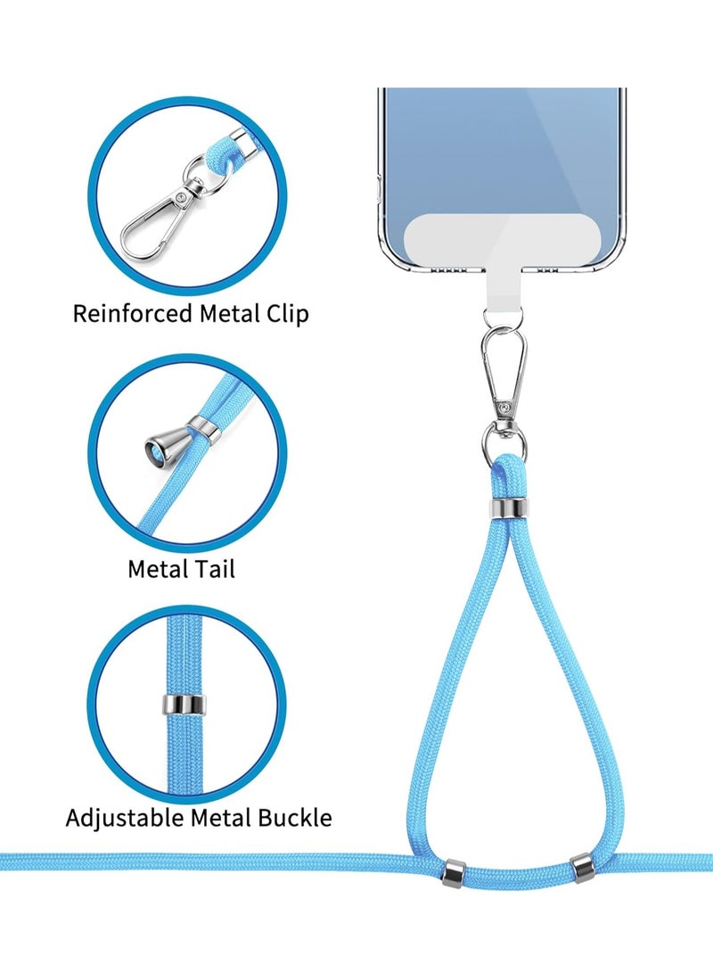 تي نيوفون مجموعة حبل الهاتف - حزام رقبة قابل للتعديل (66 سم) + حزام معصم (20 سم) + 2 شريط ربط غير لاصق - حامل عالمي بدون استخدام اليدين لأجهزة iPhone وAndroid والمزيد (أزرق) - Image 2