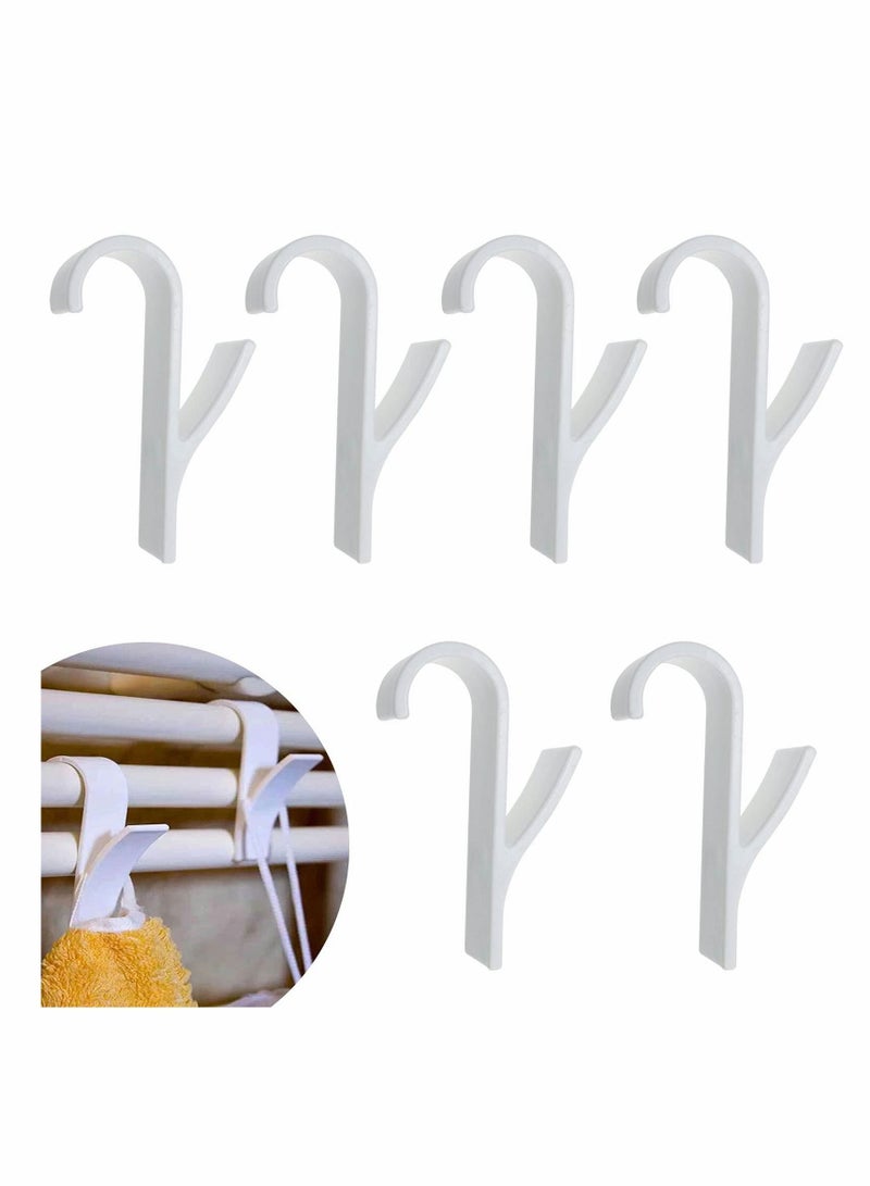Y&D Bath Hook Holder Plastic Heated Towel Rail Radiator Hooks Tubular Holders Crook Grab (White) 6 Pieces  - Image 1