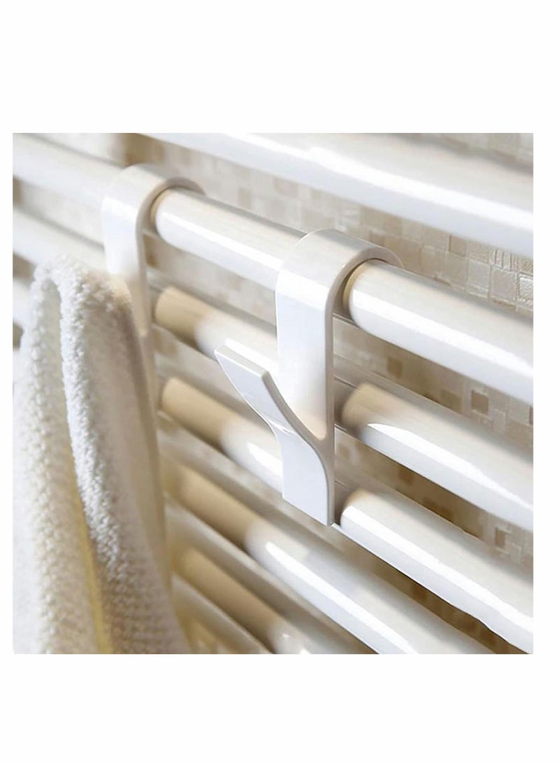 Y&D Bath Hook Holder Plastic Heated Towel Rail Radiator Hooks Tubular Holders Crook Grab (White) 6 Pieces  - Image 2
