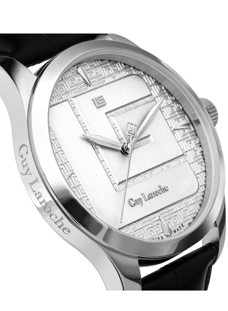 Guy Laroche Maxime Watch for Men with Black Genuine Leather Strap 40 mm 5 Atm  - Image 4