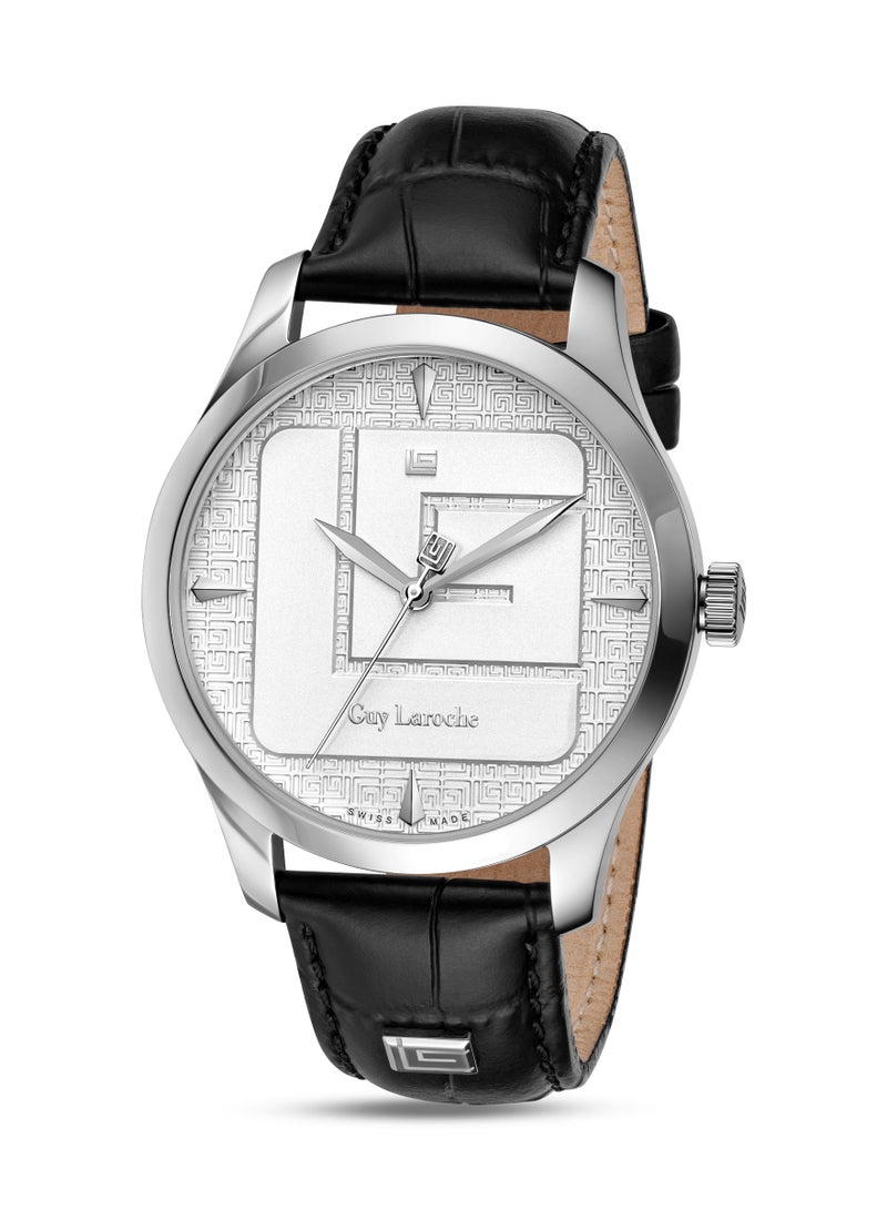 Guy Laroche Maxime Watch for Men with Black Genuine Leather Strap 40 mm 5 Atm  - Image 1