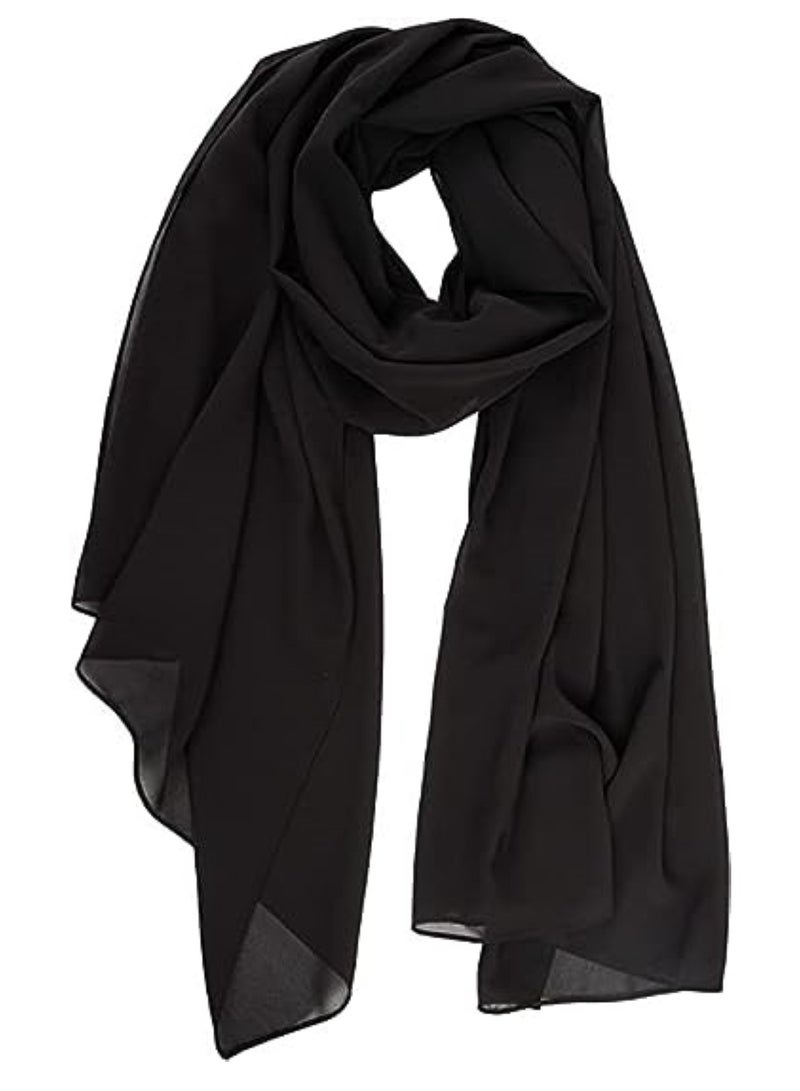 Sky cashmere وشاح دجليل شيفون شيلة حجاب ناعم باللون الأسود  - Image 5