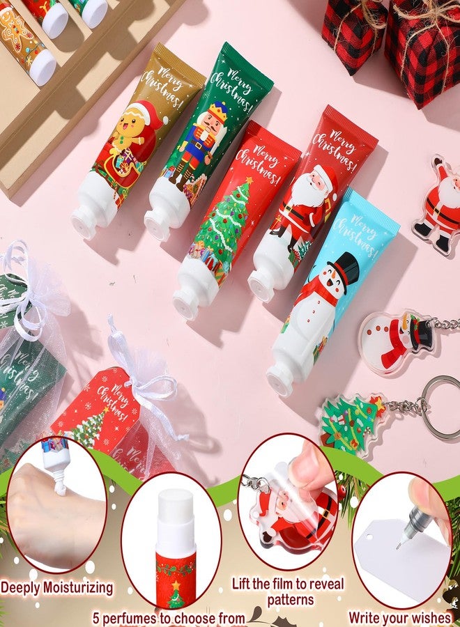 Henoyso 50 Set Christmas Hand Cream Bulk and Lip Balm Bulk Xmas Holiday Gifts Favors with Organza Bag Thank You Card and Acrylic Keychains Thank You Gift Set Bulk Christmas Stuffers Party Supplies - Image 2