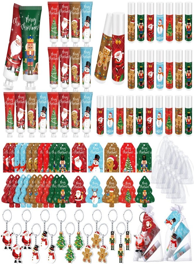 Henoyso 50 Set Christmas Hand Cream Bulk and Lip Balm Bulk Xmas Holiday Gifts Favors with Organza Bag Thank You Card and Acrylic Keychains Thank You Gift Set Bulk Christmas Stuffers Party Supplies - Image 1