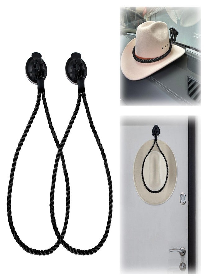 YOOLEETC 2PCS Cowboy Hat Mounts for Your Vehicle,Hat Holder for Truck Seat Car Accessories,Suction Cups are Available for Cars/Trucks/Home Doors (Black) - Image 1