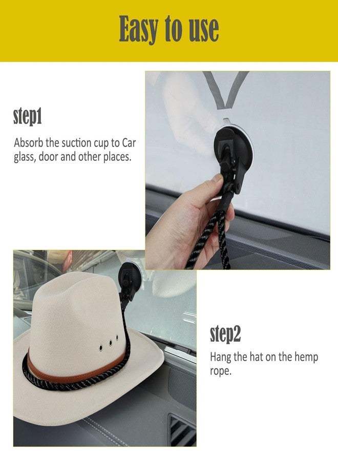 YOOLEETC 2PCS Cowboy Hat Mounts for Your Vehicle,Hat Holder for Truck Seat Car Accessories,Suction Cups are Available for Cars/Trucks/Home Doors (Black) - Image 2