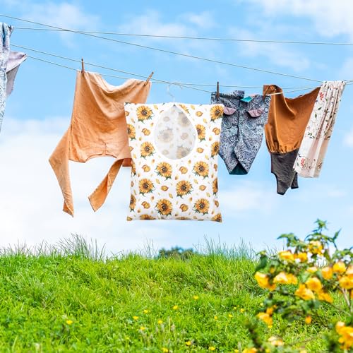 Woanger 2 Pcs Clothes Pin Bag Clothespin Holder 15 x 11 in to Hang on Line Clothes Pin Hanging Bag for Clothesline Outdoor Storage Organizer Basket with Large Opening(Sunflower Style) - Image 5
