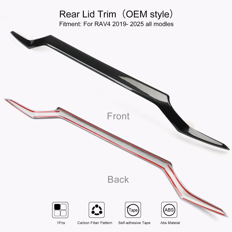 YAKANEY for Toyota RAV4 OEM Style Chrome Rear Lid Trunk Upper Curve, Sporty Window Moulding Trim, Exterior Accessories Strip Cover for RAV-4 2025 2024 2023 2022 2021 2020 2019 - Image 2
