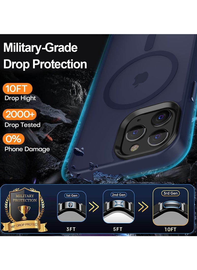 Generic - Magnetic Case For iPhone 11 Pro 5.8 Case Compatible with MagSafe Military Grade Protection Shockproof Translucent Matte Case Anti Scratch Shockproof Phone Case (Blue) - Image 1