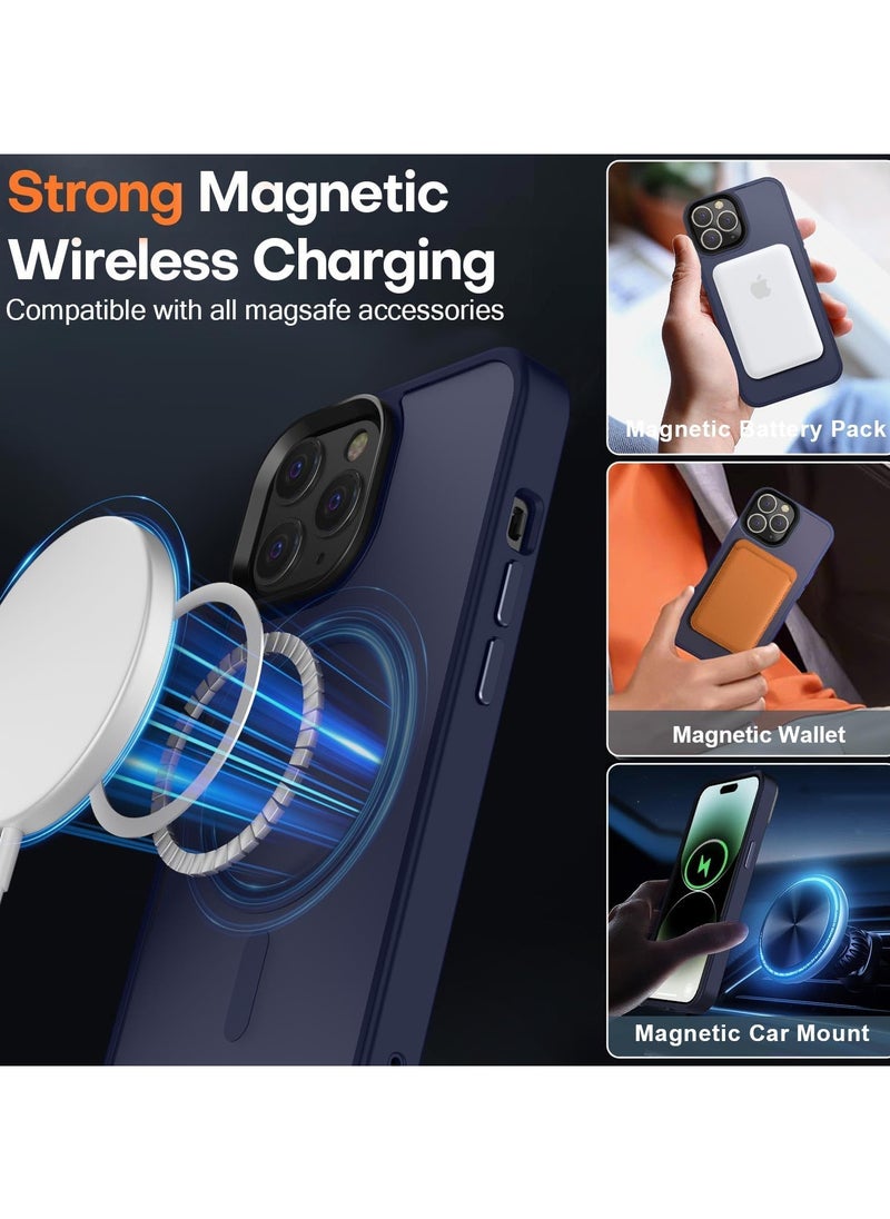 Generic - Magnetic Case For iPhone 11 Pro 5.8 Case Compatible with MagSafe Military Grade Protection Shockproof Translucent Matte Case Anti Scratch Shockproof Phone Case (Blue) - Image 1