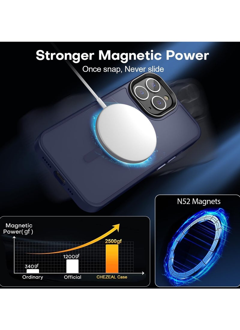 Generic - Magnetic Case For iPhone 11 Pro 5.8 Case Compatible with MagSafe Military Grade Protection Shockproof Translucent Matte Case Anti Scratch Shockproof Phone Case (Blue) - Image 1