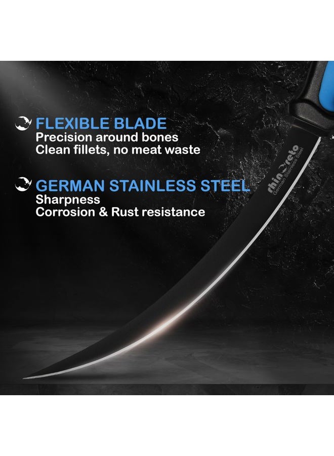 Rhinoreto Fish Fillet Knife and Fishing Knife Set with Sheath and Sharpening tool. Filet Knife for Fish and Boning Knife for Meat Cutting. - Image 2