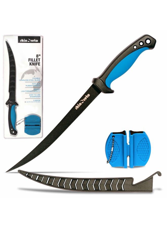 Rhinoreto Fish Fillet Knife and Fishing Knife Set with Sheath and Sharpening tool. Filet Knife for Fish and Boning Knife for Meat Cutting. - Image 1