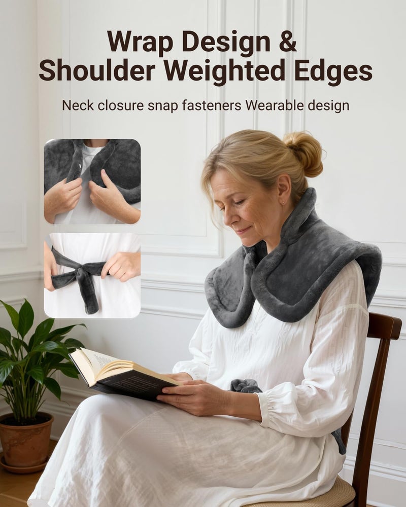 iDOO Electric Weighted Heating Pad for Back, Neck & Shoulders | 6 Heat Levels, 3 Timers, FSA Eligible Items, Birthday Gift for Men & Women, 24 x 33-inches - Image 3