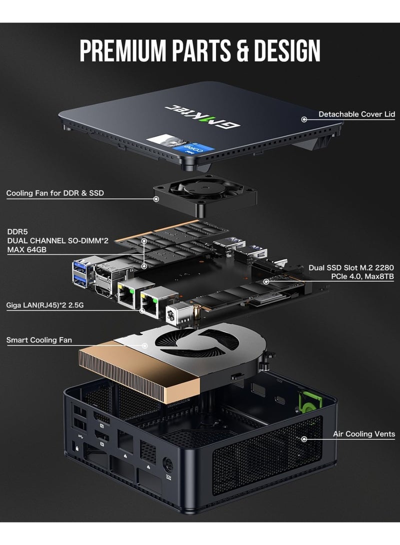 GMKtec Ultracompact Mini PC NucBox K7 Plus | Intel Core i7-13620H 13th Gen (10C/16T, Turbo 4.9GHz) | 32GB DDR5 RAM (16GBx2) | 1TB PCIe SSD | Windows 11 Pro | Dual 2.5G LAN | USB-C & USB4.0 | Compact Desktop Computer NucBox K7 PLUS - Image 5