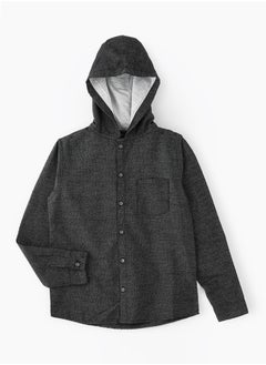 Boys Woven Denim Shirt With Hoodie