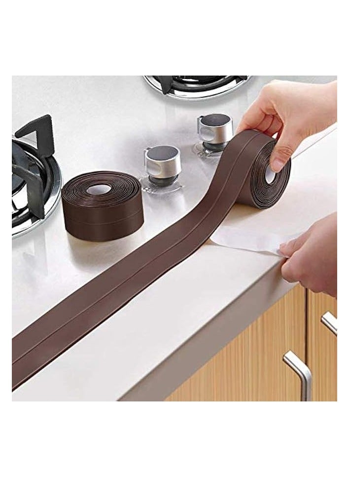 erorex 2 Pack Caulk Strip Sealing Strip PE Self Adhesive Waterproof Tape for Bathtub Bathroom Shower Toilet Kitchen and Wall Sealing 11 Ft Length (Brown Tape) - Image 4