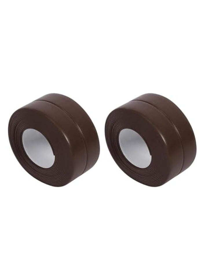 erorex 2 Pack Caulk Strip Sealing Strip PE Self Adhesive Waterproof Tape for Bathtub Bathroom Shower Toilet Kitchen and Wall Sealing 11 Ft Length (Brown Tape) - Image 1